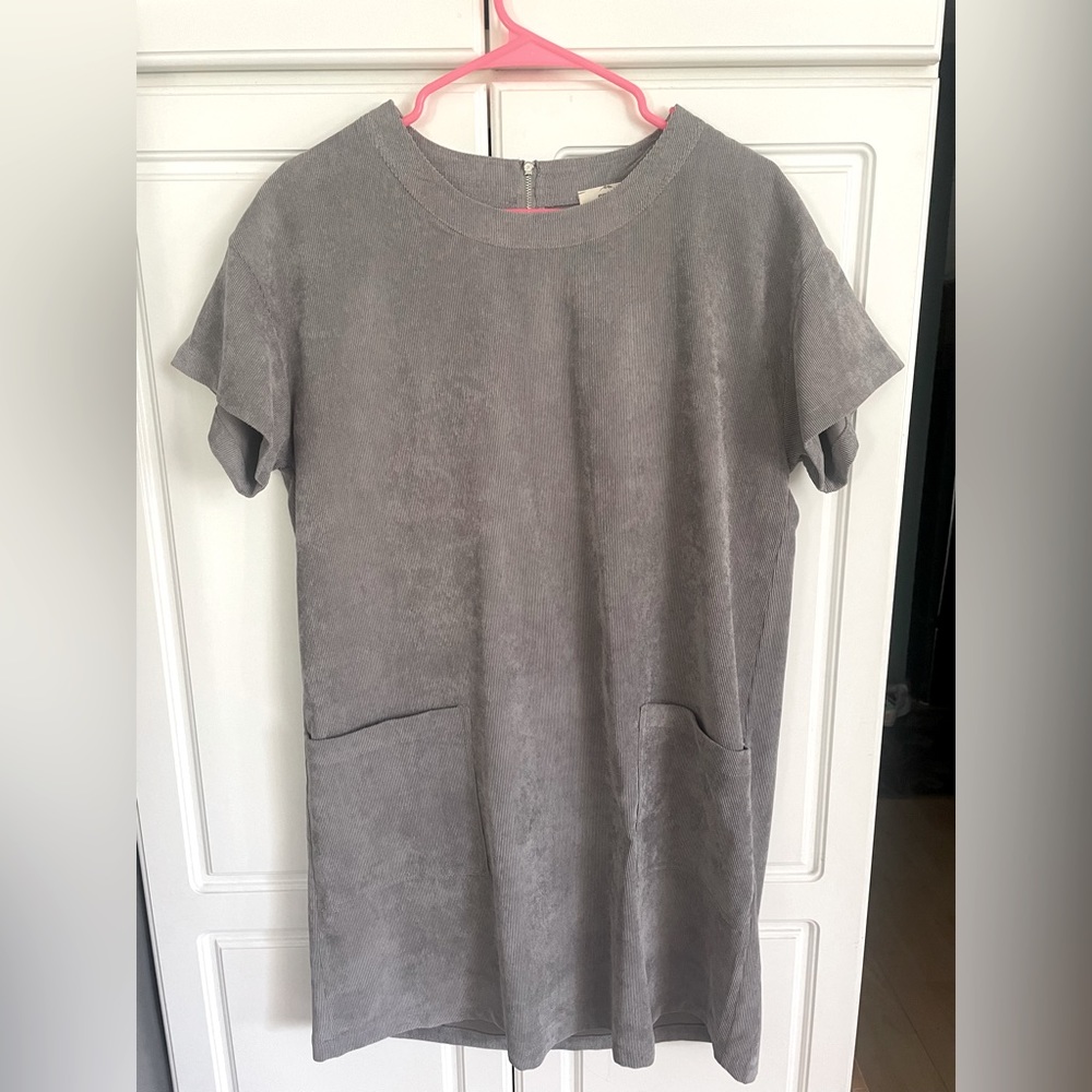 Gray corduroy mini dress/tunic